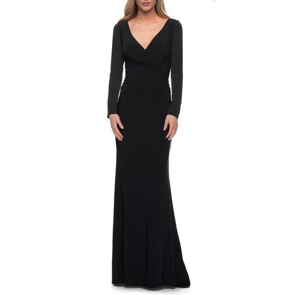 La Femme Dresses & Skirts - NWOT La Femme Long Sleeve Ruched Jersey Gown Size 8